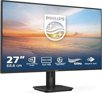 PHILIPS Monitor 27E1N1100A 27 pollici 1920x1080, FHD, 120Hz, IPS Panel, 4ms GtG, Speakers, (HDMI1x 1.4) Nero