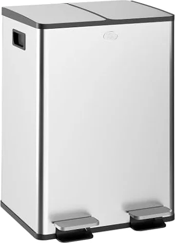 HOMCOM Pattumiera Differenziata 2 Scomparti 28L da Cucina a Pedale Argento