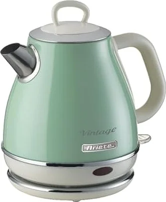 Ariete Bollitore Vintage 2868, Bollitore Elettrico con Base Cordless a 360°, Spegnimento Automatico, Capacità 1 L, Acciaio Inossidabile, 1600W, Verde