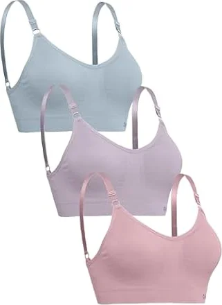 Channo Reggiseno Sportivo Comodo e, Senza Ferretto e Senza Cuciture, con Imbottitura Rimovibile - Confezione da 3, Multicolore, L/XL