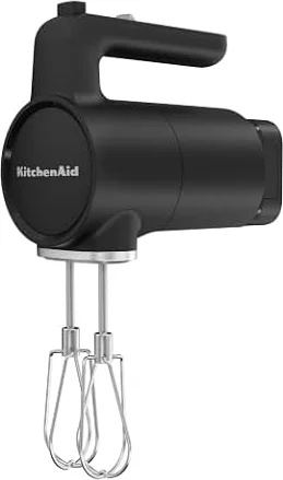KitchenAid Sbattitore elettrico senza fili - Go Cordless - Frullatore a mano con 7 velocità e Soft Start - Fruste Turbo in acciaio inox - 60 minuti di utilizzo - Potente - Nero - Senza batteria