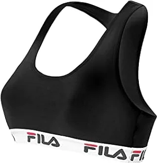FILA Reggiseno Donna Cotone, Reggiseno Sportivo, Senza Ferretto, Nero, Taglie M