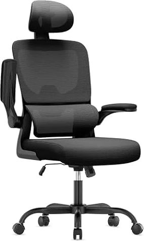 naspaluro Sedia da Ufficio Ergonomica,Lombare Adattativo a Forma Di C, Nero