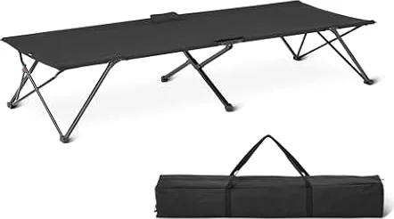 Amazon Basics - Letto da Campeggio per Adulti, Letto Pieghevole per Dormire, Colore Nero