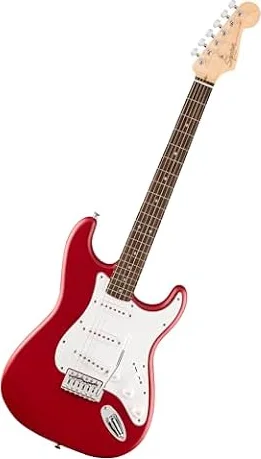 Fender Squier Debut Series Stratocaster Chitarra Elettrica, Chitarra per Principianti, con garanzia di 2 anni, Raso Rosso Dakota