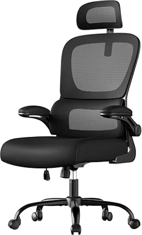 SONGMICS Sedia Ufficio Ergonomica, Girevole in Rete, Supporto Lombare