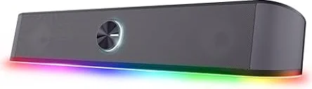 GXTrust Rhox Soundbar PC Illuminata RGB, 12W Casse PC Stereo, Nero/Grigio