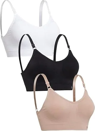 Channo Reggiseno Sportivo Comodo e, Senza Ferretto e Senza Cuciture, con Imbottitura Rimovibile - Confezione da 3, Base, S/M