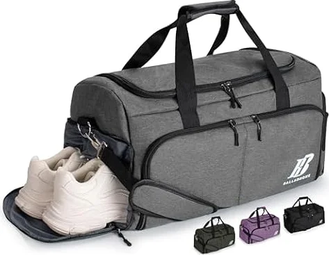 Borsone Palestra Uomo Donne Borsa Sportiva con Scomparto per Scarpe e Tasca Bagnata Borsone da Viaggio Borsone Piscina Fitness Weekend Duffel Bag per Palestra, Sport, Viaggio(42L, Grigio)-U