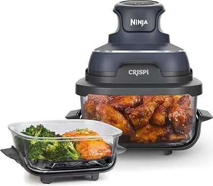 Ninja CRISPi, Friggitrice ad Aria in Vetro Compatta, 4 Funzioni, Blu