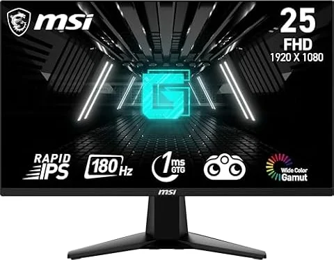 msi G255F Monitor Gaming 24,5", 180 Hz, 1ms, Rapid IPS, FHD (1920x1080), Adaptive SYNC, Night Vision, Anti-flickr, Less Blue Light - Display Port 1.2a / HDMI 2.0b