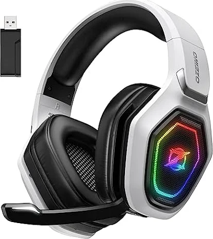 Ozeino Cuffie Gaming Wireless per PC/Ps5/Ps4, 2,4GHz Wireless+5.3 Bluetooth