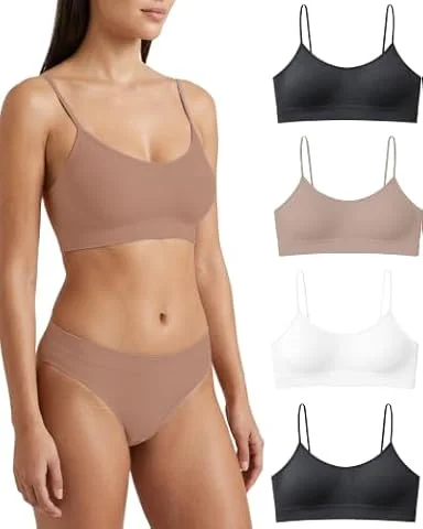 Risalti Reggiseno Senza Ferretto Spalla Stretta 3 pz - Bralette Donna Senza Cuciture ed Etichette, Reggiseno Donna in Microfibra Elasticizzata, Brassiere, Top Morbido, Intimo - Made in Italy