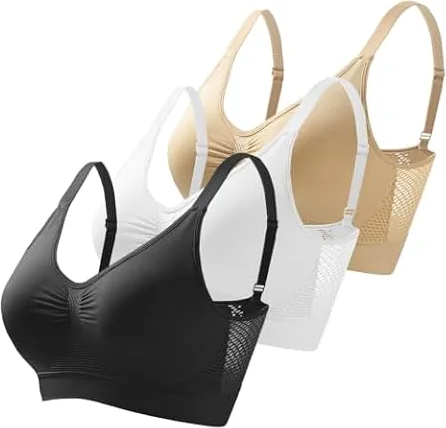 Memoryee Reggiseno Sportivo Alto Sostegno Taglie Forti Seni abbondanti multipacco Bralette Imbottito Senza Ferretto Cuciture Push up Spalline Regolabili Multicolore1 L