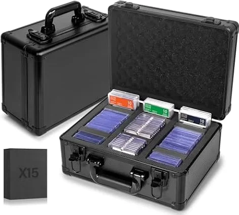 MIXPOET Valigetta Carte Gradate Custodia, Scatola Portaoggetti per Cartes Compatibile con Portacarte MTG PSA CSG SGC, Trading Card Holder Box per Carte Sportive, Top Loader e One Touch (Large)