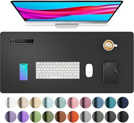 Aothia Sottomano, tappeto da ufficio, in pelle PU, tappetino per mouse, protezione da scrivania antiscivolo, blocco da scrivania impermeabile per ufficio e casa (80 cm x 40 cm, nero)