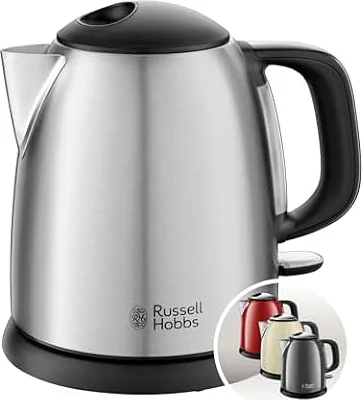 Russell Hobbs Bollitore Elettrico Piccolo - 1,0 L, 2400W - Acciaio Inox Satinato; Ebollizione Rapida; Filtro Anticalcare Rimovibile, Indicatore Esterno del Livello Dell'Acqua, Adventure 24991-70