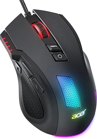 Acer Mouse Gaming Cablato per PC, Sensore da 12800 DPI