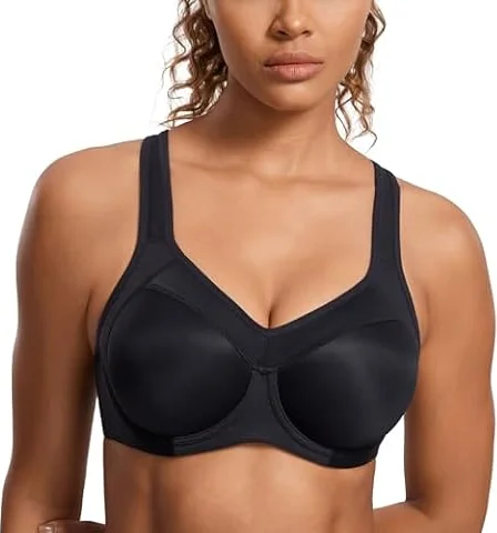 SYROKAN Reggiseno Sportivo Massimo Sostegno Nero 2 5E