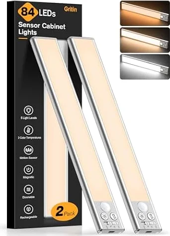 Gritin 26CM Luce LED Sottopensile Cucina Ricaricabile con Sensore