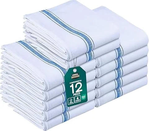Utopia Towels - 200 GSM Asciugapiatti, 38 x 64 CM, Asciugamani Da Cucina In Cotone, Set Di Asciugamani Da Bar e Da Tè Morbidi e Riutilizzabili (12 Confezioni, Blu)