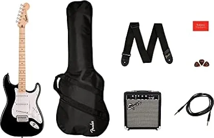 Fender Squier Sonic Stratocaster Kit Chitarra Elettrica Principianti, Nero