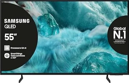 Samsung QLED 4K Vision AI Smart TV 55'' QE55Q7F4AUXZT, Q4 Processor, 100% Volume Colore con Quantum Dot, Motion Xcelerator, OTS Lite & Adaptive Sound, SlimLook Design, 2025
