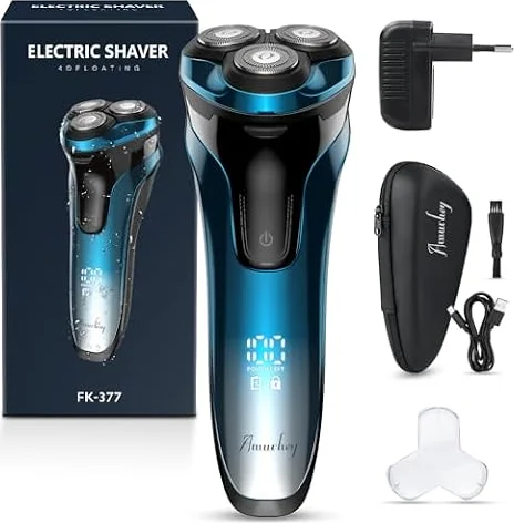 Rasoio elettrico da uomo con batteria da 270 min [2026 New] Rasoio Elettrico Wet & Dry per uomini, rasoio elettrico con tagliabarba pieghevole, caricatore e custodia da viaggio