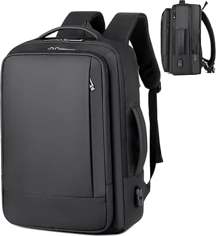 Mixroom - Zaino da Viaggio Porta PC Estendibile Per Uomo Valigia Bagaglio a mano Custodia Notebook fino ai 15.6 pollici Con Ricarica USB Lavoro Scuola Nero Z28