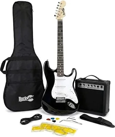 RockJam Kit Chitarra Elettrica con Amplificatore 10W e Borsa, Nero