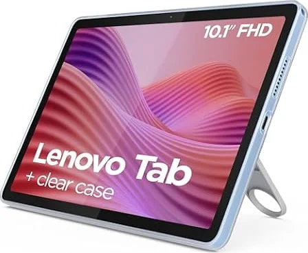 Lenovo Tab, Tablet Display 10.1" FHD, Processore Mediatek Helio G85, RAM 4GB, Memoria 128GB, WiFi 6, Tablet Android 14, Clear Case incluso - Polar Blue