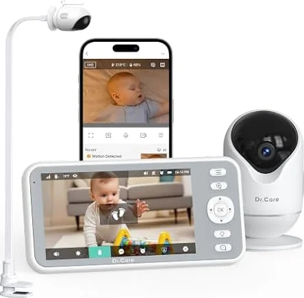 Dr.Care Baby Monitor WiFi 1080p 5", App, supporto a clip, allarme movimento