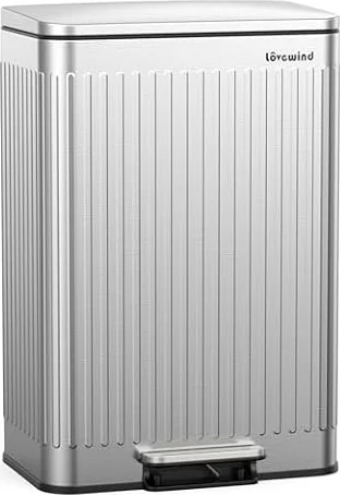 lovewind Bidone Spazzatura 60L Cucina Acciaio Inox Argento, Pedale con Chiusura Soft, Cestini Interni con Manici & Fissaggio Sacchetto, Design Romano, Anti-Odore, Facile Pulizia, Famiglia 3-6 Persone