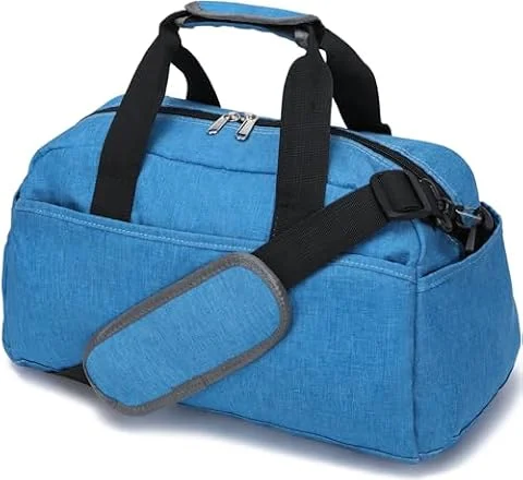 Borsa da palestra piccola da 35,6 cm per donne e uomini, mini borsone per viaggi e sport, leggera borsa da trasporto, Blu navy, 14in x 8in x 8in