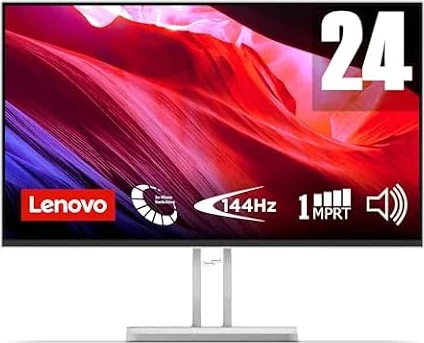 Lenovo L24-45 Monitor IPS 24" Full HD, 144Hz, 1ms, HDMI e VGA, Altoparlanti integrati, Ideale per Gaming, Studio e Home Office, VESA 100x100mm, AMD FreeSync, Inclinazione Regolabile