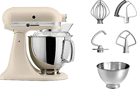 Kitchenaid Planetaria - Artisan - Robot da Cucina con testa inclinabile e 7 accessori - 4.8 L - Impastatrice - Color Fresh linen
