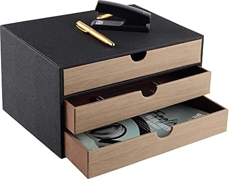XNONE Home Office - Cassettiera A4 in pelle PU, organizer da scrivania, per documenti e forniture per ufficio, con 3 chiusi, per ufficio, scrivania, scrivania, colore nero