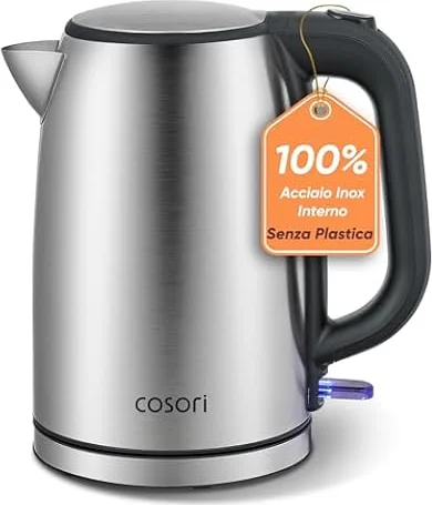 Cosori Bollitore Elettrico in Acciaio Inox 1,7 Litri, Senza Plastica