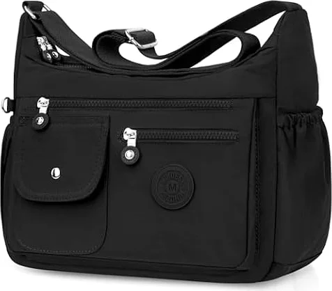 BTNEEU Borsa Tracolla Donna Nylon Borse Donna Tracolla Impermeabile Grande Borsa Multitasche Crossbody Bag Messaggero Borse Casuale Borsetta a Spalla per Lavoro Sportiva Viaggio Scuola (Nero)
