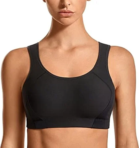 SYROKAN Reggiseno Sportivo Donna Alto Impatto Nero 4C