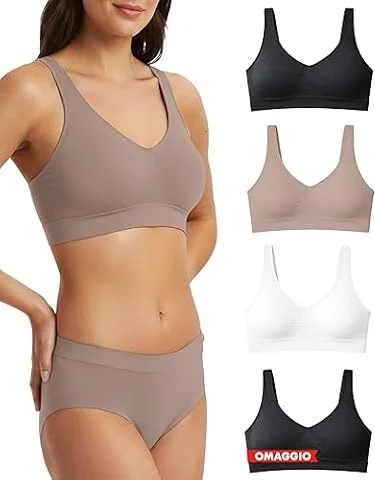 Risalti Reggiseno Senza Ferretto Spalla Larga 3 pz - Bralette Donna Senza Cuciture ed Etichette, Reggiseno Donna in Microfibra Elasticizzata, Brassiere, Top Morbido, Intimo - Made in Italy