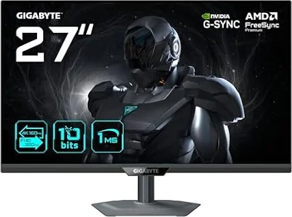 Gigabyte G27UP Monitor da gioco 27” 4K UHD - Modalità doppia (4K 160Hz o FHD 320Hz), 3840 x 2160, 1ms, 400 cd/m², FreeSync Premium, HDR10, HDMI 2.1, DisplayPort 1.4