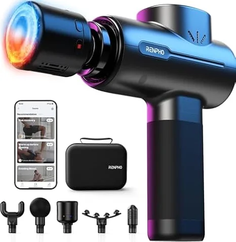 RENPHO Pistola Massaggio Muscolare con Testa Calda e Fredda,Bluetooth e App