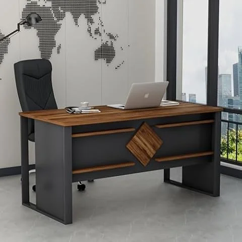 Homidea BOSS Scrivania 150 x 72 x 75,6 cm – Tavolo da ufficio moderno per casa o studio (Antracite-Rovere)