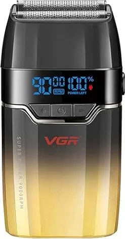 VGR Rasoio Elettrico a Lamelle per Uomini - 9000 RPM - Ricaricabile USB-C Senza Fili con Batteria da 150 Minuti - Rasoio da Barbiere Professionale per Sfumature sulla Pelle - Macchina da Barba per