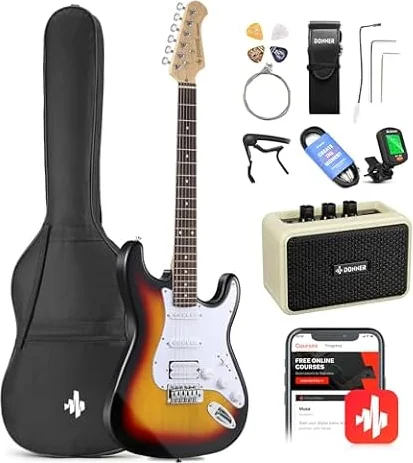 Donner Kit Chitarra Elettrica 39 Pollici S-S-H con Amplificatore, Sunburst