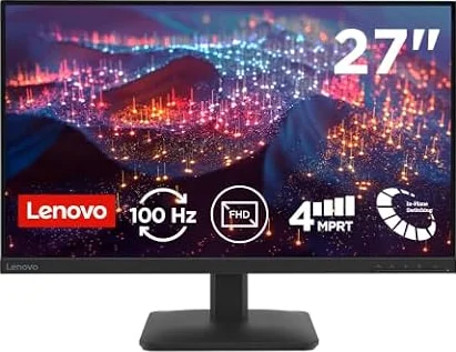 Lenovo L27-41 Monitor 27" FHD (1920x1080) Frameless, IPS, 100Hz, Regolabile, Porte HDMI e VGA, Cavo HDMI incluso - Raven Black
