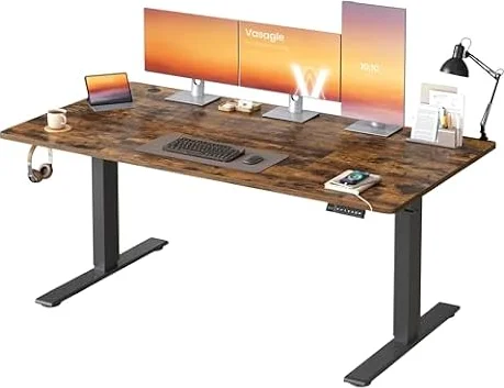 VASAGLE Scrivania Regolabile in Altezza, 160 x 80 cm, Porta USB-C