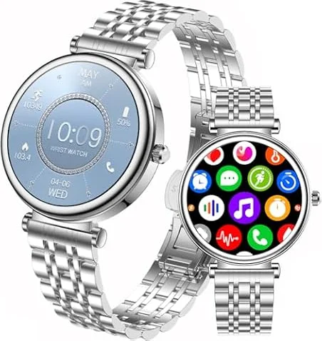 Tayshiley - Orologio Smart per Donne con Schermo a Colori da 1,27" Impermeabile, Tracker Fitness con Monitor della Frequenza Cardiaca e del Sonno, Orologio Smart da Donna in Oro Rosa per Android e iOS