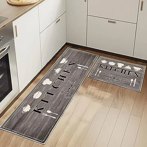 HSGLGNA Set di 2 tappeti da cucina antifatica, tappetini da cucina per la decorazione della casa e l'ufficio, impermeabili, antiscivolo, tappetini da cucina comodi (Kitchenware-b, 40x60+40x120cm)